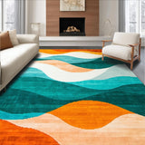 Ultra Soft Area Rug, Non Slip, Stain Resistant, Washable Area Rugs for Living Room, Bedroom, Vibrant Area Rug with Dynamic Abstract Waves and Subtle Color Gradients(Orange)