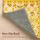 Ultra Soft Area Rug, Non Slip, Stain Resistant, Washable Area Rugs for Living Room, Bedroom, Lively Multi-Colored Trellis Style(Yellow)