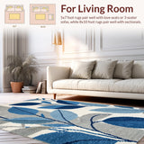 Ultra Soft Area Rug, Non Slip, Stain Resistant, Washable Area Rugs for Living Room, Bedroom, Tropical Pattern Outdoor Patio Stain-Resistant Carpet(Blue)