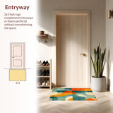 Ultra Soft Area Rug, Non Slip, Stain Resistant, Washable Area Rugs for Living Room, Bedroom, Modern Surfboard Silhouette Rug Cool Mint Slate Tangerine Color Blends(Orange)