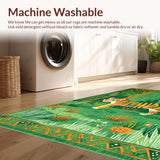 Ultra Soft Area Rug, Non Slip, Stain Resistant, Washable Area Rugs for Living Room, Bedroom, Whimsical Vintage Animal Illustration(Green)