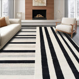 Ultra Soft Area Rug, Non Slip, Stain Resistant, Washable Area Rugs for Living Room, Bedroom, Bold Stripe Symphony Monochrome Rug with Dynamic Geometric Design(Black)