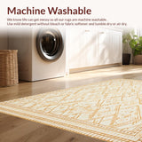 Ultra Soft Area Rug, Non Slip, Stain Resistant, Washable Area Rugs for Living Room, Bedroom, Contemporary Boho Diamond Pattern with Artistic Tan Lines and Modern Accents(Beige)