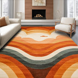 Ultra Soft Area Rug, Non Slip, Stain Resistant, Washable Area Rugs for Living Room, Bedroom, Sophisticated Cozy Symmetrical Design(Orange)