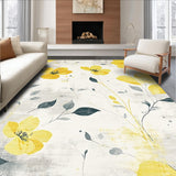 Ultra Soft Area Rug, Non Slip, Stain Resistant, Washable Area Rugs for Living Room, Bedroom, Abstract Washable Area Rug in Yellow and Gray Vintage Floral Design(Yellow)