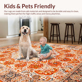 Ultra Soft Area Rug, Non Slip, Stain Resistant, Washable Area Rugs for Living Room, Bedroom, Stylish Whimsical Fringe Accents(Orange)