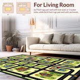 Ultra Soft Area Rug, Non Slip, Stain Resistant, Washable Area Rugs for Living Room, Bedroom, Charming Adventure Playground Aesthetic(Brown)