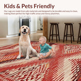Ultra Soft Area Rug, Non Slip, Stain Resistant, Washable Area Rugs for Living Room, Bedroom, Stylish Textured Natural Palette(Red)