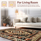 Ultra Soft Area Rug, Non Slip, Stain Resistant, Washable Area Rugs for Living Room, Bedroom, Bold Aztec Inspired Graphic(Brown)
