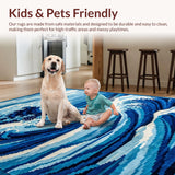 Ultra Soft Area Rug, Non Slip, Stain Resistant, Washable Area Rugs for Living Room, Bedroom, Serene Coastal Wave Aesthetic(Blue)