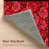 Ultra Soft Area Rug, Non Slip, Stain Resistant, Washable Area Rugs for Living Room, Bedroom, Chic Modern Rose Motif(Red)