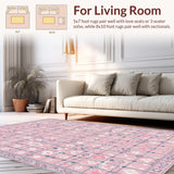 Ultra Soft Area Rug, Non Slip, Stain Resistant, Washable Area Rugs for Living Room, Bedroom, Vibrant Imaginative Play Space(Pink)