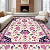 Ultra Soft Area Rug, Non Slip, Stain Resistant, Washable Area Rugs for Living Room, Bedroom, Charming Creamy Floral Whimsy(Ivory)