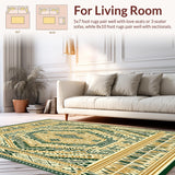Ultra Soft Area Rug, Non Slip, Stain Resistant, Washable Area Rugs for Living Room, Bedroom, Printed Area Ultra Tribal Design Non Slip(Gold)