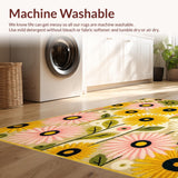 Ultra Soft Area Rug, Non Slip, Stain Resistant, Washable Area Rugs for Living Room, Bedroom, Daring Daisy Print Rugs(Yellow)
