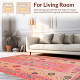 Ultra Soft Area Rug, Non Slip, Stain Resistant, Washable Area Rugs for Living Room, Bedroom, Vibrant Abstract Art Fusion(Pink)