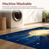 Ultra Soft Area Rug, Non Slip, Stain Resistant, Washable Area Rugs for Living Room, Bedroom, Radiant Solar Lunar Fusion Art(Gold)