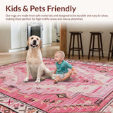 Ultra Soft Area Rug, Non Slip, Stain Resistant, Washable Area Rugs for Living Room, Bedroom, Vibrant Pink Western Boot Motif(Pink)