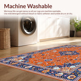 Ultra Soft Area Rug, Non Slip, Stain Resistant, Washable Area Rugs for Living Room, Bedroom, Eclectic Floral Pattern Fusion(Orange)
