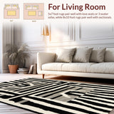 Ultra Soft Area Rug, Non Slip, Stain Resistant, Washable Area Rugs for Living Room, Bedroom, Contemporary Abstract Animal Motif(Black)