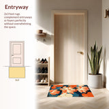 Ultra Soft Area Rug, Non Slip, Stain Resistant, Washable Area Rugs for Living Room, Bedroom, Eclectic Colorful Floral Display(Orange)