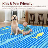 Ultra Soft Area Rug, Non Slip, Stain Resistant, Washable Area Rugs for Living Room, Bedroom, Contemporary Coastal Animal Illustration(Blue)