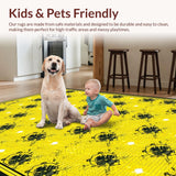 Ultra Soft Area Rug, Non Slip, Stain Resistant, Washable Area Rugs for Living Room, Bedroom, Charming Hexagon Floral Aesthetic(Yellow)