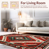 Ultra Soft Area Rug, Non Slip, Stain Resistant, Washable Area Rugs for Living Room, Bedroom, Farmhouse Vintage Christmas Living Room Washable Carpet(Red)