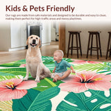 Ultra Soft Area Rug, Non Slip, Stain Resistant, Washable Area Rugs for Living Room, Bedroom, Serene Botanical Dreamscape Style(Pink)