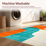 Ultra Soft Area Rug, Non Slip, Stain Resistant, Washable Area Rugs for Living Room, Bedroom, Contemporary Arch Motif(Orange)
