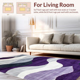 Ultra Soft Area Rug, Non Slip, Stain Resistant, Washable Area Rugs for Living Room, Bedroom, Vibrant Modern Abstract Geometry(Purple)