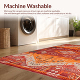 Ultra Soft Area Rug, Non Slip, Stain Resistant, Washable Area Rugs for Living Room, Bedroom, Dynamic Handcrafted Striped Accent(Red)