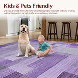 Ultra Soft Area Rug, Non Slip, Stain Resistant, Washable Area Rugs for Living Room, Bedroom, Luxurious Silver and Purple Palette(Purple)