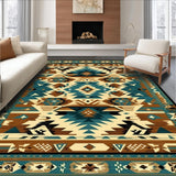 Ultra Soft Area Rug, Non Slip, Stain Resistant, Washable Area Rugs for Living Room, Bedroom, Vibrant Southwestern Geometric Artwork(Brown)