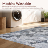 Ultra Soft Area Rug, Non Slip, Stain Resistant, Washable Area Rugs for Living Room, Bedroom, Sleek Grey Geometric Motif(Gray)