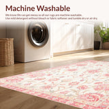 Ultra Soft Area Rug, Non Slip, Stain Resistant, Washable Area Rugs for Living Room, Bedroom, Graceful Floral Lattice Design(White)
