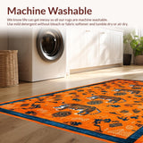 Ultra Soft Area Rug, Non Slip, Stain Resistant, Washable Area Rugs for Living Room, Bedroom, Trendy Kids Room Funky Artwork(Orange)