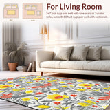 Ultra Soft Area Rug, Non Slip, Stain Resistant, Washable Area Rugs for Living Room, Bedroom, Bright Floral Eclectic Vibes(Gray)