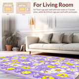 Ultra Soft Area Rug, Non Slip, Stain Resistant, Washable Area Rugs for Living Room, Bedroom, Joyful Pastel Flower Medley(Purple)