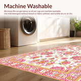 Ultra Soft Area Rug, Non Slip, Stain Resistant, Washable Area Rugs for Living Room, Bedroom, Trendy Vintage Inspired Flora(White)