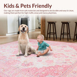 Ultra Soft Area Rug, Non Slip, Stain Resistant, Washable Area Rugs for Living Room, Bedroom, Playful Pastel Pink Symphony(Pink)