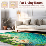 Ultra Soft Area Rug, Non Slip, Stain Resistant, Washable Area Rugs for Living Room, Bedroom, Rustic Wildlife Bass Lodge Living Room Rug(Blue)