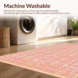 Ultra Soft Area Rug, Non Slip, Stain Resistant, Washable Area Rugs for Living Room, Bedroom, Artful Striped Color Block Design(Orange)