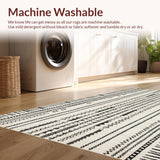 Ultra Soft Area Rug, Non Slip, Stain Resistant, Washable Area Rugs for Living Room, Bedroom, Contemporary Earthy Toned Lines(Gray)