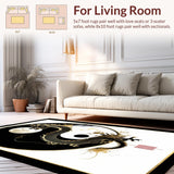 Ultra Soft Area Rug, Non Slip, Stain Resistant, Washable Area Rugs for Living Room, Bedroom, Chic Minimalist Yin Yang Harmony(Black)