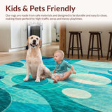 Ultra Soft Area Rug, Non Slip, Stain Resistant, Washable Area Rugs for Living Room, Bedroom, Lagoon Ripple Coastal Runner Rug Washable Beach Inspired Floor Carpet(Blue)