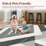 Ultra Soft Area Rug, Non Slip, Stain Resistant, Washable Area Rugs for Living Room, Bedroom, Rustic Plush Neutral Tones Design(Gray)
