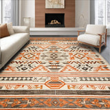 Ultra Soft Area Rug, Non Slip, Stain Resistant, Washable Area Rugs for Living Room, Bedroom, Chic Vintage Diamond Layout(Brown)