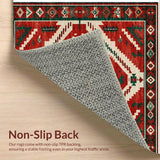 Ultra Soft Area Rug, Non Slip, Stain Resistant, Washable Area Rugs for Living Room, Bedroom, Farmhouse Vintage Christmas Living Room Washable Carpet(Red)