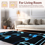 Ultra Soft Area Rug, Non Slip, Stain Resistant, Washable Area Rugs for Living Room, Bedroom, Eclectic Artistic Note Arrangement(Black)